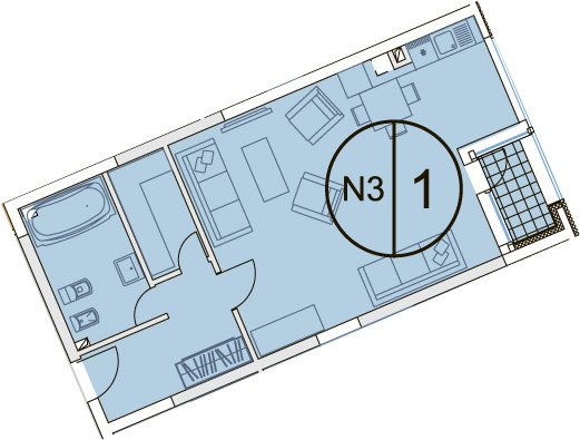 2 этаж 1-комнатн. 50.1 кв.м.