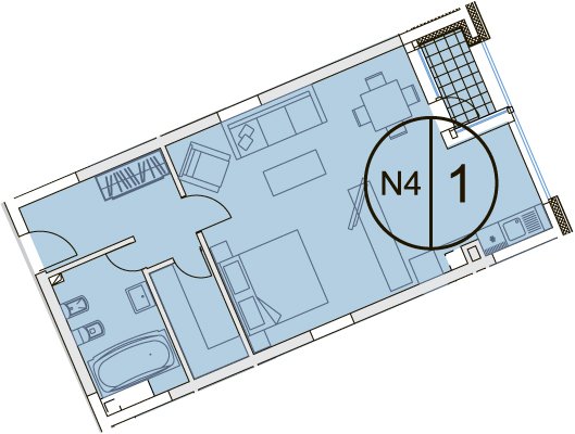 4 этаж 1-комнатн. 49.9 кв.м.